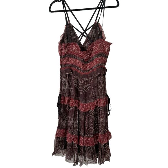 Ulla Johnson Agathe Ruffled Tiered Silk Strappy Knee Length Dress Size 8 - Picture 2 of 8
